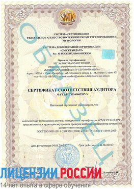 Образец сертификата соответствия аудитора №ST.RU.EXP.00005397-3 Озерск Сертификат ISO/TS 16949